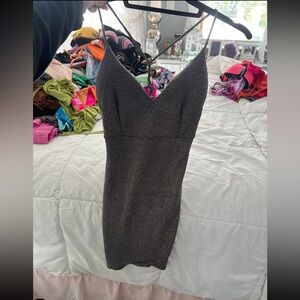 Silver sparkle dress with criss cross in back